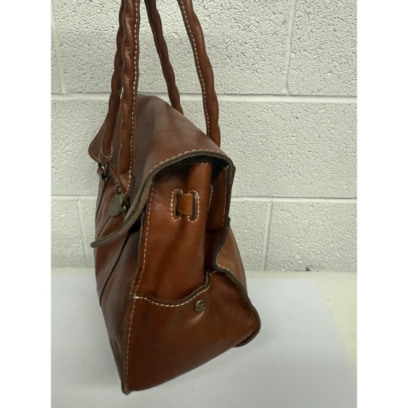 Patricia Nash Vienna Satchel Brown Leather Shoulder Bag 14x9" - Picture 4 of 16
